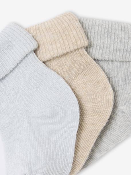 Set van 3 paar effen babysokken gemêleerd grijs - vertbaudet enfant 