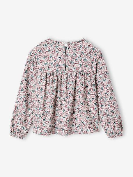 Blouse met bloemmotieven voor meisjes ecru - vertbaudet enfant 