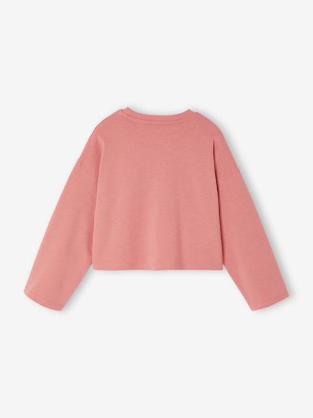 Cropped T-shirt met tekst en pailletten voor meisjes rozen - vertbaudet enfant 