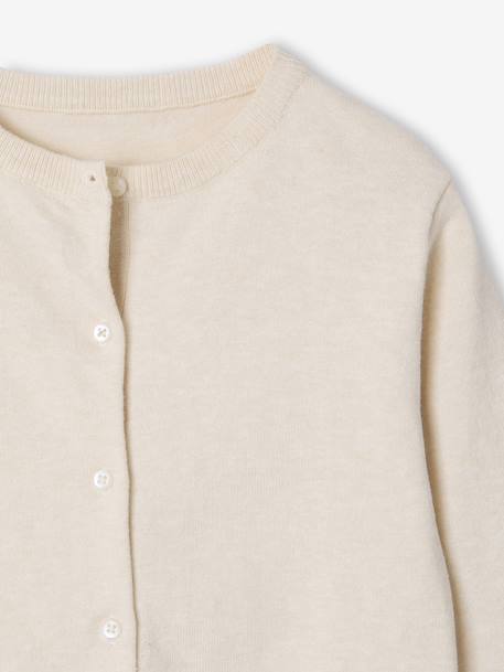 Meisjesvest Basics van fijn breisel antraciet+gemêleerd beige+grijsblauw+marineblauw+pruim+rozenhout+smaragdgroen+vanille - vertbaudet enfant 