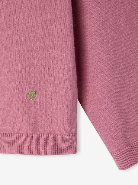 Meisjesvest Basics van fijn breisel antraciet+gemêleerd beige+grijsblauw+marineblauw+pruim+rozenhout+smaragdgroen+vanille - vertbaudet enfant 