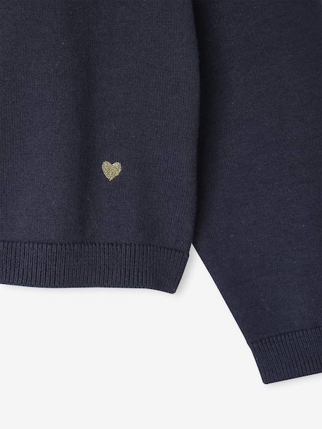 Meisjesvest Basics van fijn breisel antraciet+gemêleerd beige+grijsblauw+marineblauw+pruim+rozenhout+smaragdgroen+vanille - vertbaudet enfant 