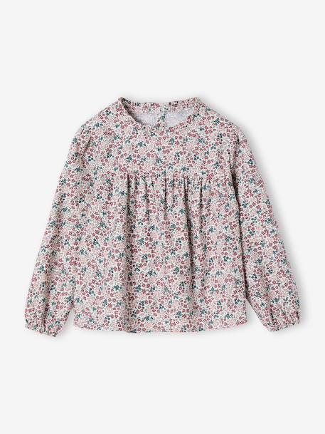 Blouse met bloemmotieven voor meisjes ecru - vertbaudet enfant 