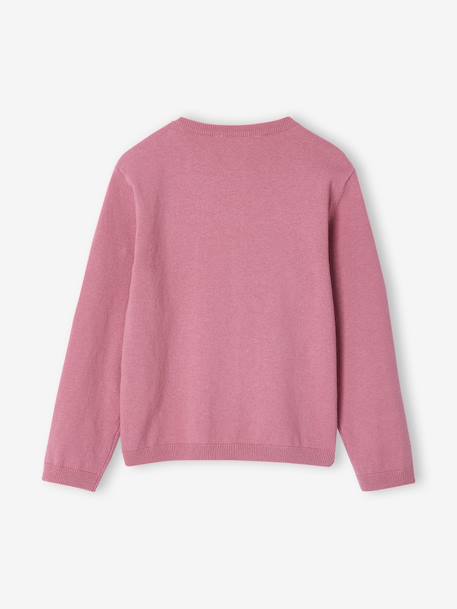 Meisjesvest Basics van fijn breisel antraciet+gemêleerd beige+grijsblauw+marineblauw+pruim+rozenhout+smaragdgroen+vanille - vertbaudet enfant 
