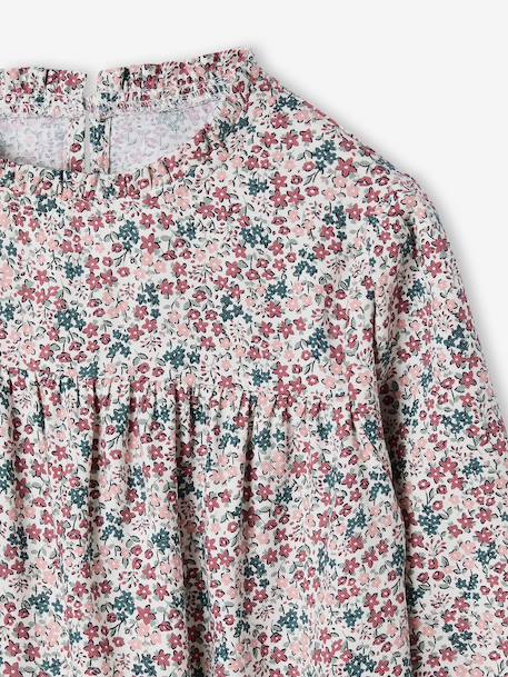 Blouse met bloemmotieven voor meisjes ecru - vertbaudet enfant 