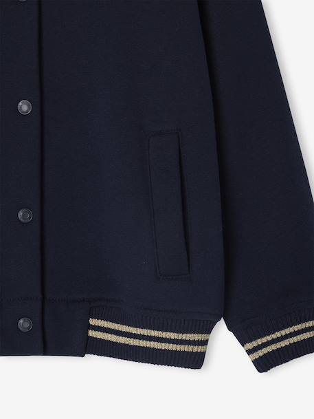 Sweater in bomberlook voor meisjes van fleece beige+gemêleerd grijs+marineblauw - vertbaudet enfant 