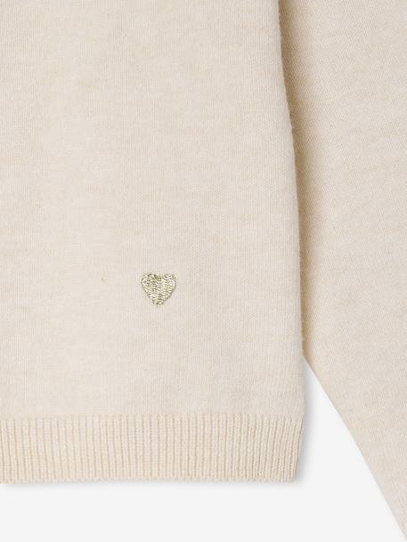 Meisjesvest Basics van fijn breisel antraciet+gemêleerd beige+grijsblauw+marineblauw+pruim+rozenhout+smaragdgroen+vanille - vertbaudet enfant 