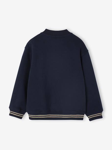 Sweater in bomberlook voor meisjes van fleece beige+gemêleerd grijs+marineblauw - vertbaudet enfant 