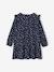 Bedrukte jurk met ruches voor meisjes marineblauw+saliegroen+vanille - vertbaudet enfant 