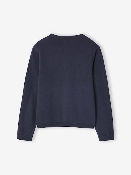Meisjesvest Basics van fijn breisel antraciet+gemêleerd beige+grijsblauw+marineblauw+pruim+rozenhout+smaragdgroen+vanille - vertbaudet enfant 
