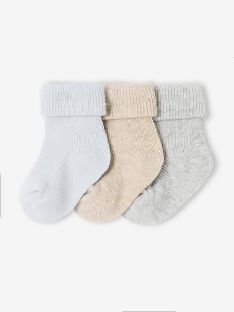 Set van 3 paar effen babysokken gemêleerd grijs - vertbaudet enfant 