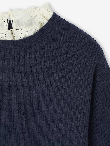 Meisjestrui met losse pasvorm en sierkraag marineblauw+paars - vertbaudet enfant 