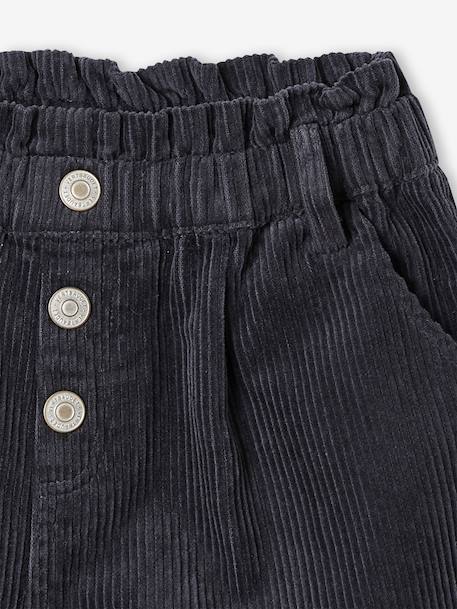 Fluwelen short met paperbag-vorm meisjes chocoladebruin+grijs+groenblauw+kameel+kaneel+zachtpaars - vertbaudet enfant 