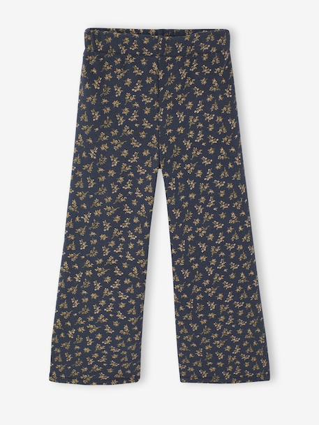 Wijde fleece legging voor meisjes bruin, bedrukt+marineblauw+vanille - vertbaudet enfant 