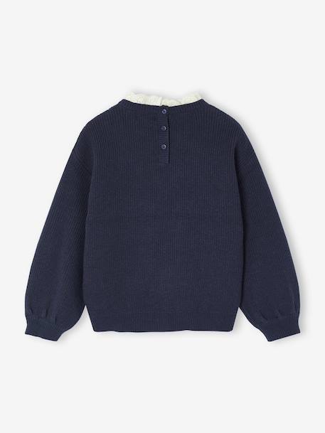 Meisjestrui met losse pasvorm en sierkraag marineblauw+paars - vertbaudet enfant 