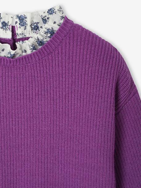 Meisjestrui met losse pasvorm en sierkraag marineblauw+paars - vertbaudet enfant 