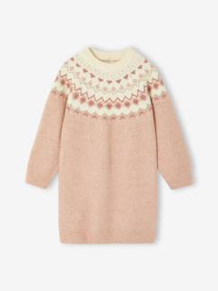 -Jacquard meisjesjurk van tricotbreisel