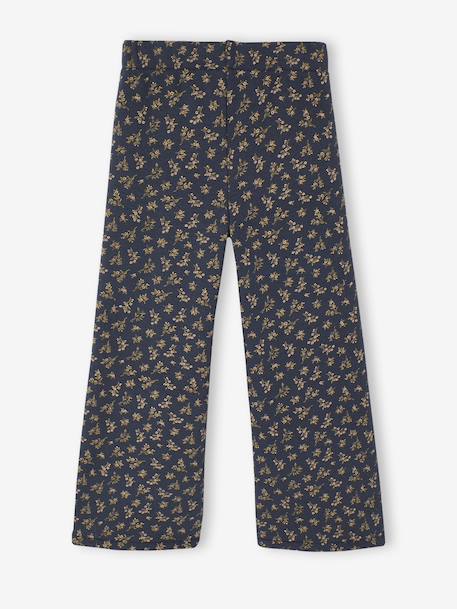 Wijde fleece legging voor meisjes bruin, bedrukt+marineblauw+vanille - vertbaudet enfant 