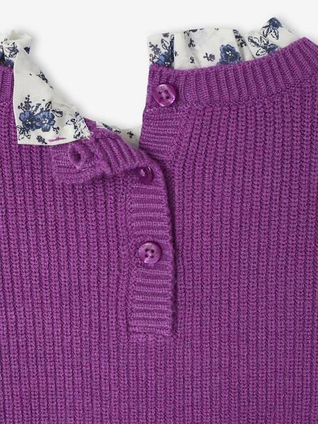 Meisjestrui met losse pasvorm en sierkraag marineblauw+paars - vertbaudet enfant 