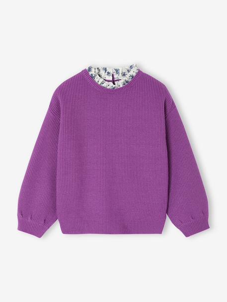 Meisjestrui met losse pasvorm en sierkraag marineblauw+paars - vertbaudet enfant 