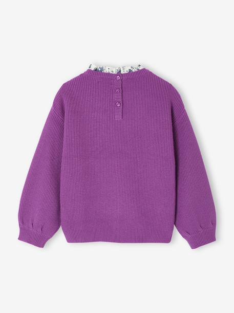 Meisjestrui met losse pasvorm en sierkraag marineblauw+paars - vertbaudet enfant 