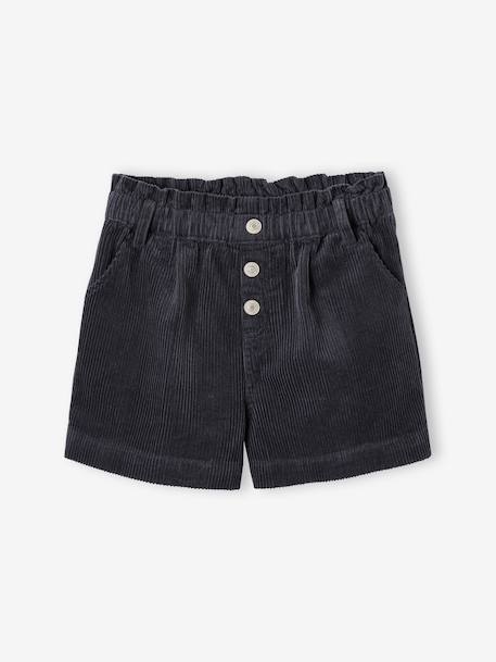 Fluwelen short met paperbag-vorm meisjes chocoladebruin+grijs+groenblauw+kameel+kaneel+zachtpaars - vertbaudet enfant 