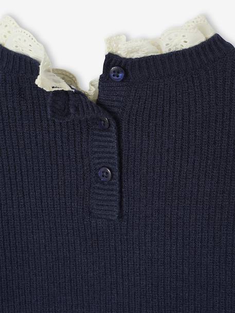 Meisjestrui met losse pasvorm en sierkraag marineblauw+paars - vertbaudet enfant 