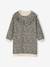 Jurk van sweaterstof met ruches voor meisjes ecru+smaragdgroen+vanille - vertbaudet enfant 