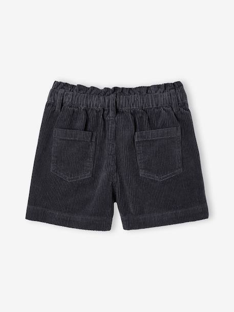 Fluwelen short met paperbag-vorm meisjes chocoladebruin+grijs+groenblauw+kameel+kaneel+zachtpaars - vertbaudet enfant 