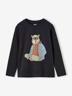 -Oeko-Tex® fun T-shirt met lange mouwen en kattenmotief voor jongens