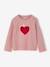 T-shirt voor meisjes met hartjesprint en lange mouwen ecru+rouge - vertbaudet enfant 