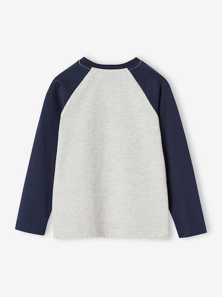Oeko-Tex® grafisch jongens-T-shirt met raglanmouwen gemêleerd wit+kaki+korstmos+pecannoot - vertbaudet enfant 