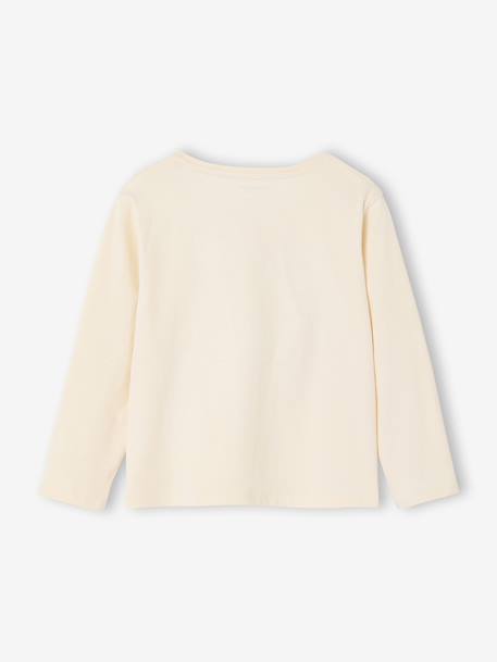 T-shirt voor meisjes met hartjesprint en lange mouwen ecru+rouge - vertbaudet enfant 