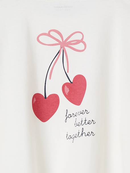 T-shirt crop top voor meisjes met lange mouwen antraciet+ecru - vertbaudet enfant 