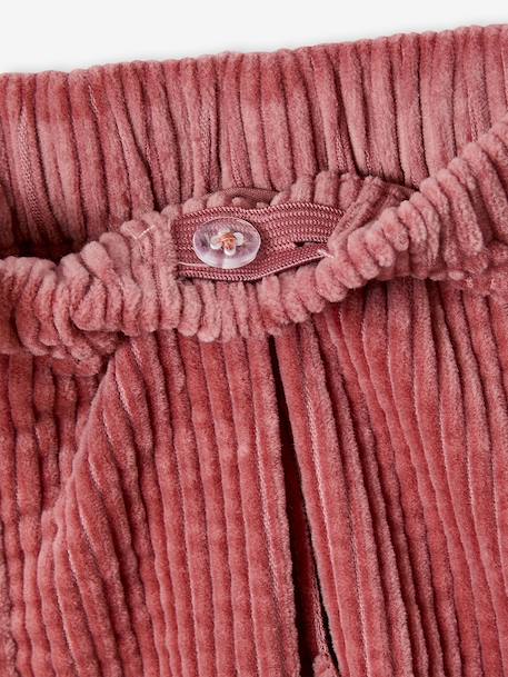 Meisjesbroek van fluweel / velours met losse pasvorm chocoladebruin+groengrijs+oudroze - vertbaudet enfant 