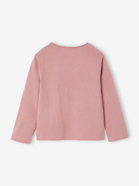 T-shirt voor meisjes met hartjesprint en lange mouwen ecru+rouge - vertbaudet enfant 