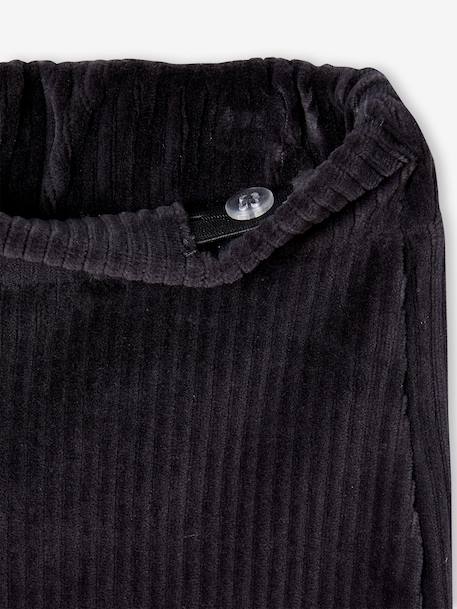 Wijde, fluwelen broek voor meisjes antraciet+bruin+chocoladebruin+ecru+grijsblauw+kaki+pruim+rozen+zachtpaars - vertbaudet enfant 
