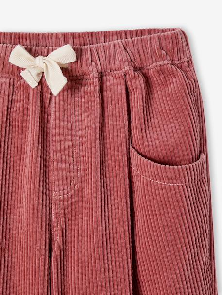 Meisjesbroek van fluweel / velours met losse pasvorm chocoladebruin+groengrijs+oudroze - vertbaudet enfant 