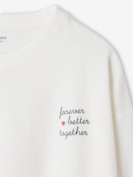 T-shirt crop top voor meisjes met lange mouwen antraciet+ecru - vertbaudet enfant 