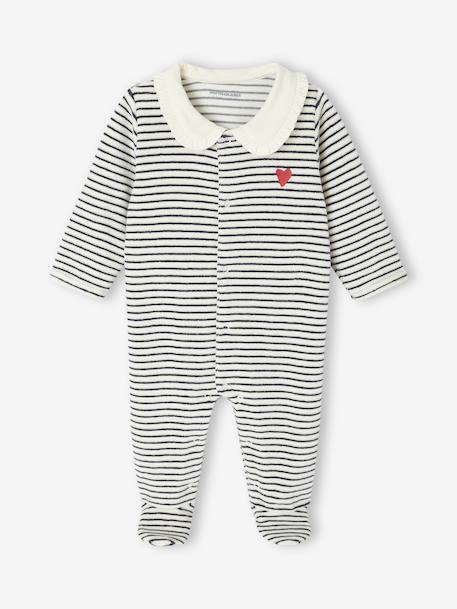 Set van 3 babyslaappakje voor pasgeborenen 'coeurs' in fluweel / velours nachtblauw - vertbaudet enfant 