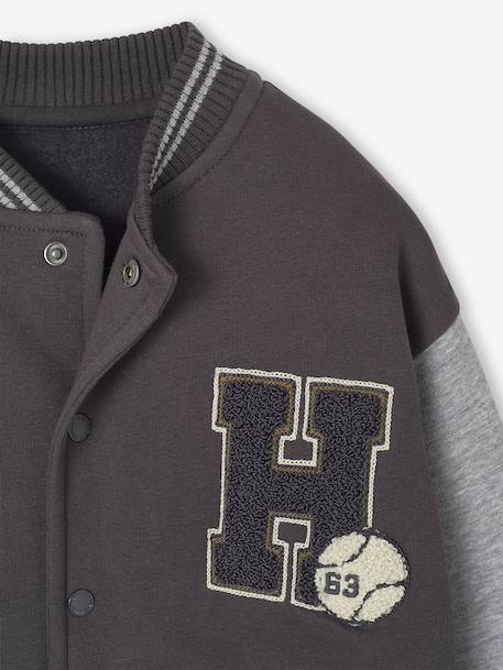 Teddy-sweatshirt in fleece voor jongens met lusbadge. antraciet+dennen+marineblauw+smaragdgroen - vertbaudet enfant 