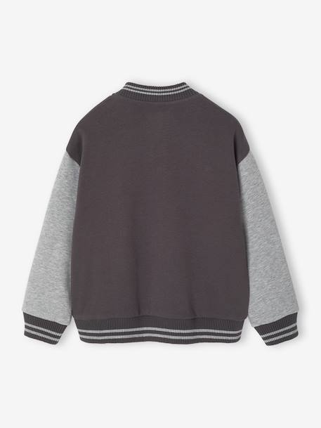Teddy-sweatshirt in fleece voor jongens met lusbadge. antraciet+dennen+marineblauw+smaragdgroen - vertbaudet enfant 