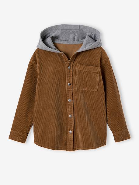 Fluwelen jongenshemd met molton capuchon kameel - vertbaudet enfant 