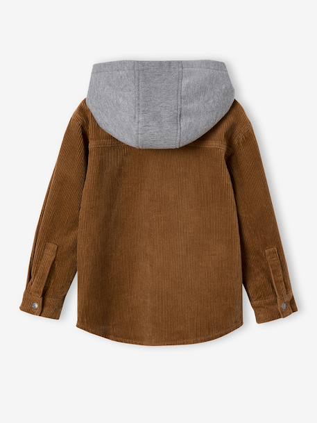 Fluwelen jongenshemd met molton capuchon kameel - vertbaudet enfant 
