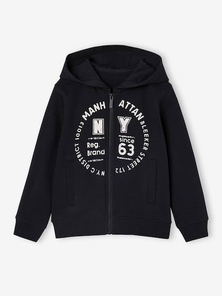 Ritssweater mt capuchon sport BASICS jongens 6400+antraciet+dennen - vertbaudet enfant 