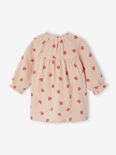 Jurk baby bedrukt met kleine hartjes roze (poederkleur) - vertbaudet enfant 