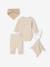 Evolutieve 4-delige babyset met body + legging + slabbetje + knuffels ecru - vertbaudet enfant 