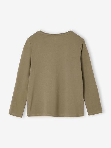 Meisjesshirt met lovertjes ecru+olijf - vertbaudet enfant 