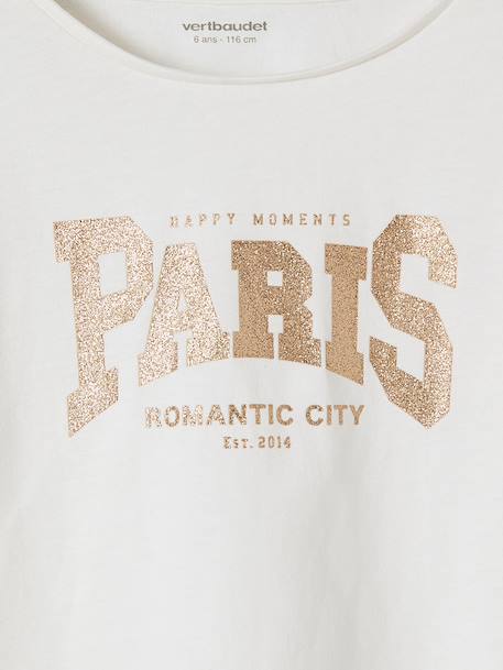 T-shirt BASICS met lange mouwen voor meisjes ecru+lichtroze - vertbaudet enfant 