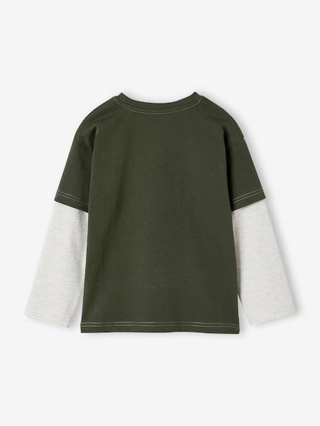 Jongensshirt met dubbele mouwen blauw+gemêleerd wit+kaki+marineblauw+nachtblauw - vertbaudet enfant 
